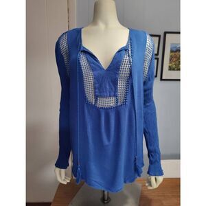 Joseph A. Lace Paneled Gauze Blouse